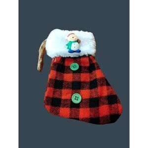Gift Card Holder Ornament Buffalo Plaid Stocking Snowman  Pin